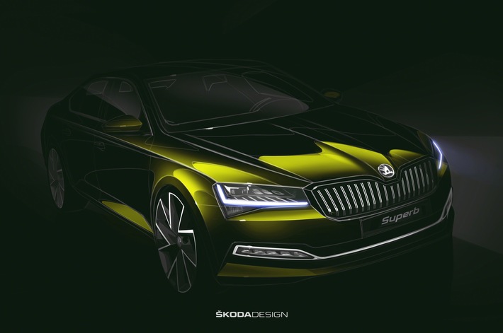 SKODA zeigt Designskizze des überarbeiteten SUPERB