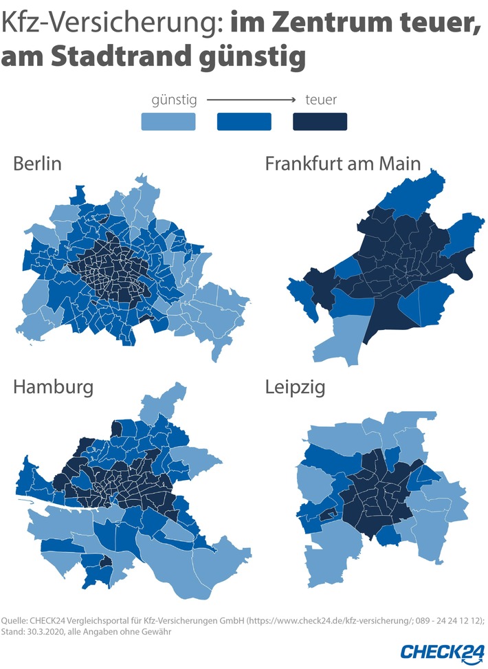 Kfz-Versicherung: Gleiche Stadt, andere PLZ – Beitrag variiert um bis zu 21 Prozent