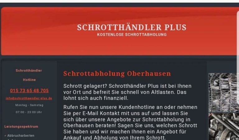 Schrottabholung Oberhausen einfach Ihren Terminwunsch mit schrotthaendler-plus