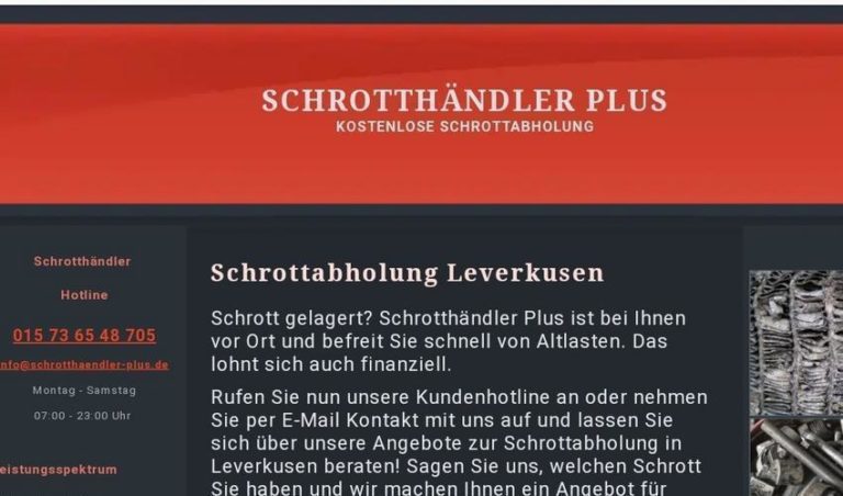 Schrottabholung Leverkusen – Kostenlose Altmetallentsorgung