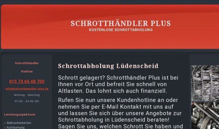 Kostenlose Schrottabholung in Lüdenscheid durch professionelle Schrotthändler in Lüdenscheid