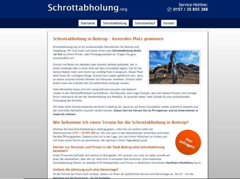 Professioneller Schrottabholung in Bottrop über Schrottabholung.org