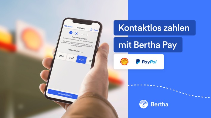 Bertha Pay jetzt auch bei Shell mit PayPal verfügbar Tankfüllung kontaktlos an teilnehmenden Shell Tankstellen deutschlandweit vom Auto oder Motorrad per Smartphone bezahlen