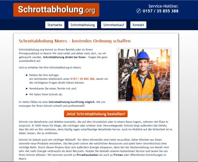 Schrottabholung Moers: Der mobile Schrotthändler holt Altmetallschrott beim Kunden ab