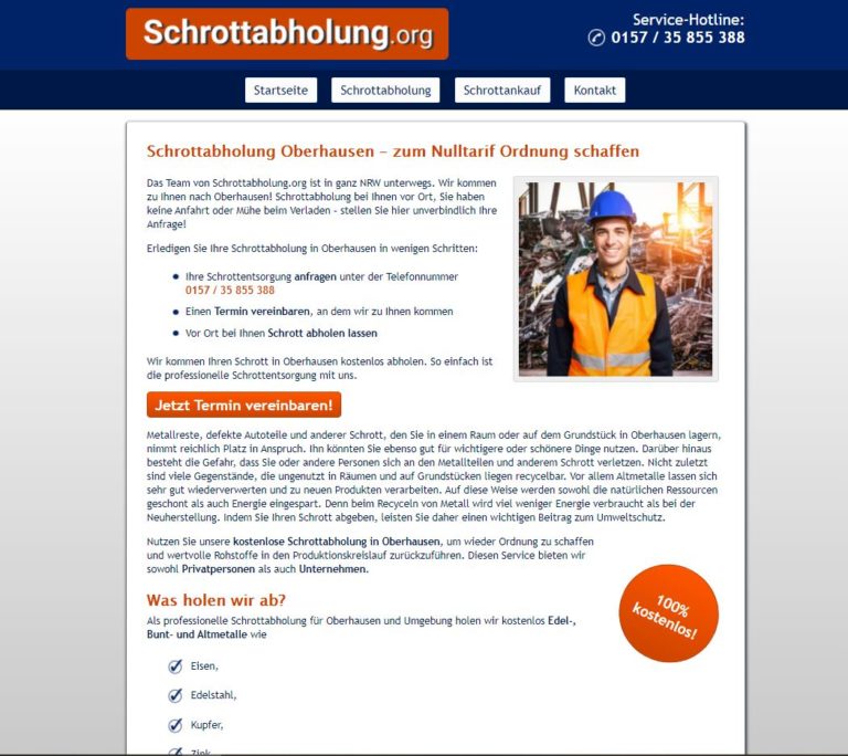 Schrottabholung Oberhausen mit bestem Service