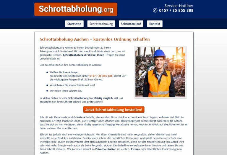 Sie möchten Schrott kostenlos abholen lassen? Die Schrottabholung Aachen ist der Entsorgungs-Profi in Ihrer Nähe