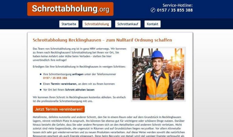 Die Schrottabholung in Recklinghausen ist tätig in einem der ältesten Berufe der Menschheit