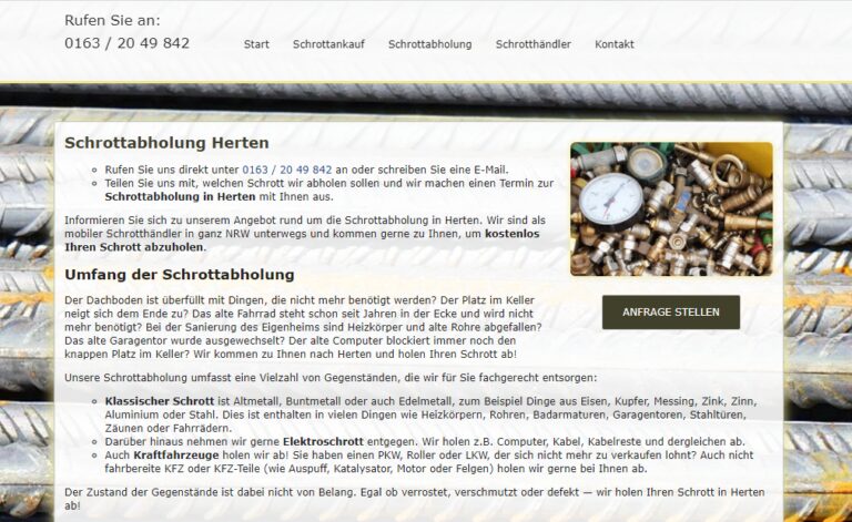 Schrottabholung Herten – Schrott ordnungsgemäß entsorgen – Schrott-Ankauf-NRW