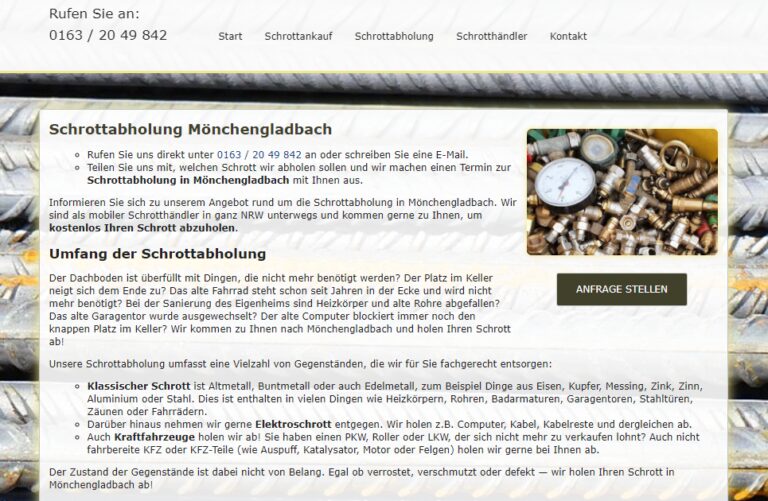 Schrottabholung in Mönchengladbach : Ihr Partner für Schrottabholung und Altmetallhandel