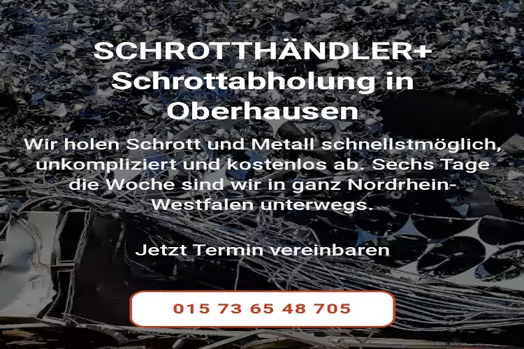 Unser Team holt Ihren Schrott in Oberhausen und Umgebung kostenfrei für Sie ab durch unseren mobile Schrotthändler