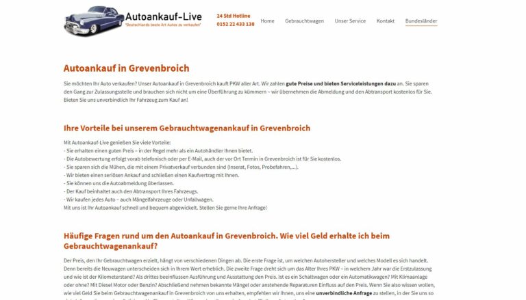 Professioneller Autoankauf in Grevenbroich und Umgebung
