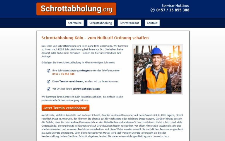 In Köln: Schrottabholung für den Kunden ist die komplette Leistung kostenlos