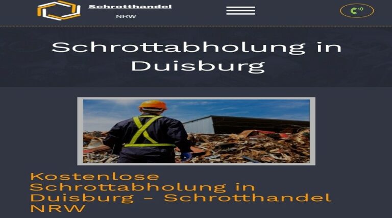 kostenlos und professionellen Schrottabholung Duisburg und Umgebung durch unseren mobile Schrotthändler
