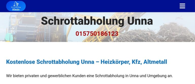 Schrottabholung in Unna führen wir 6 Tagen die Woche durch.