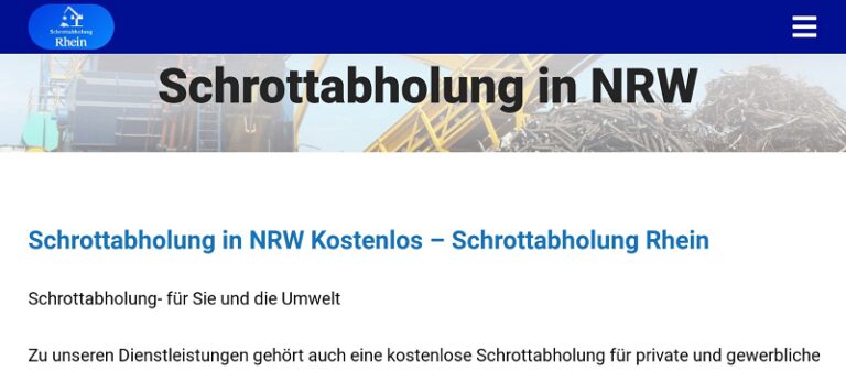 Kostenlose und unkomplizierte Schrottabholung in Ganz Nordrhein-Westfalen