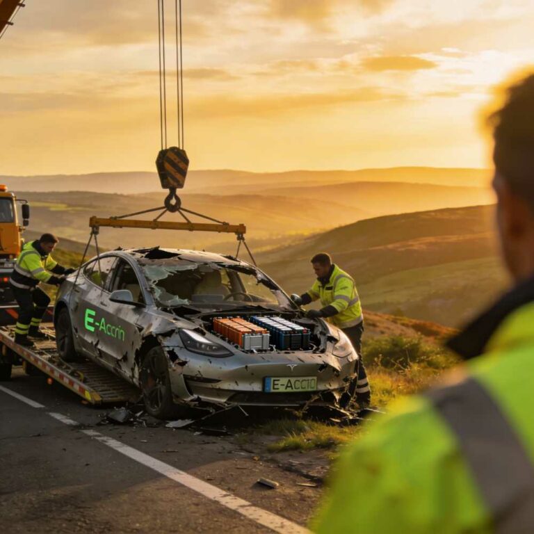 Entsorgung von E-Autos nach einem Unfall: Warum fachgerechte Autoverschrottung unverzichtbar ist