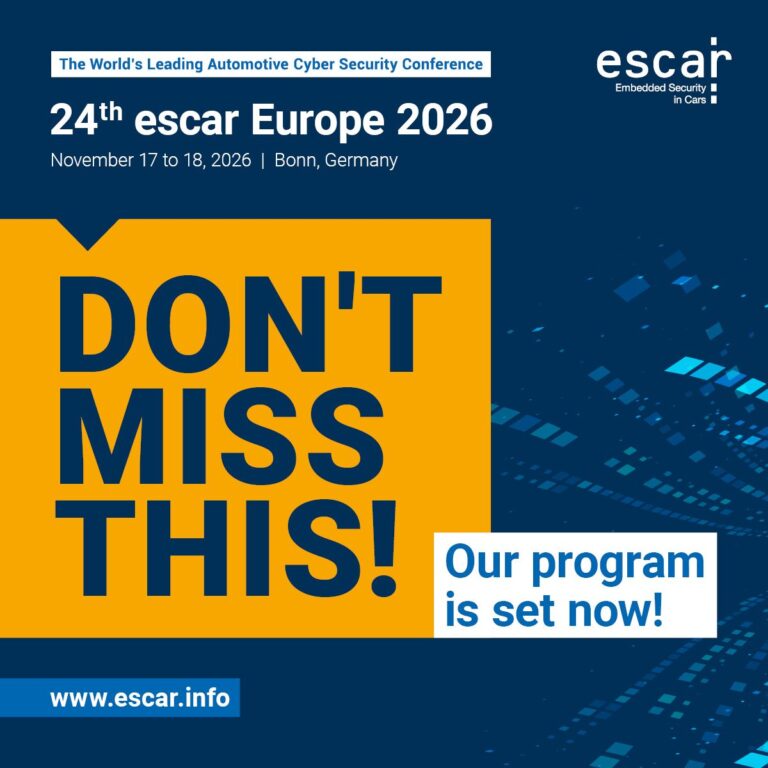 Die escar Europe 2026: Zusammenkunft von OEMs, Zulieferern und Forschungsinstitutionen zur Fahrzeug-Cybersicherheit
